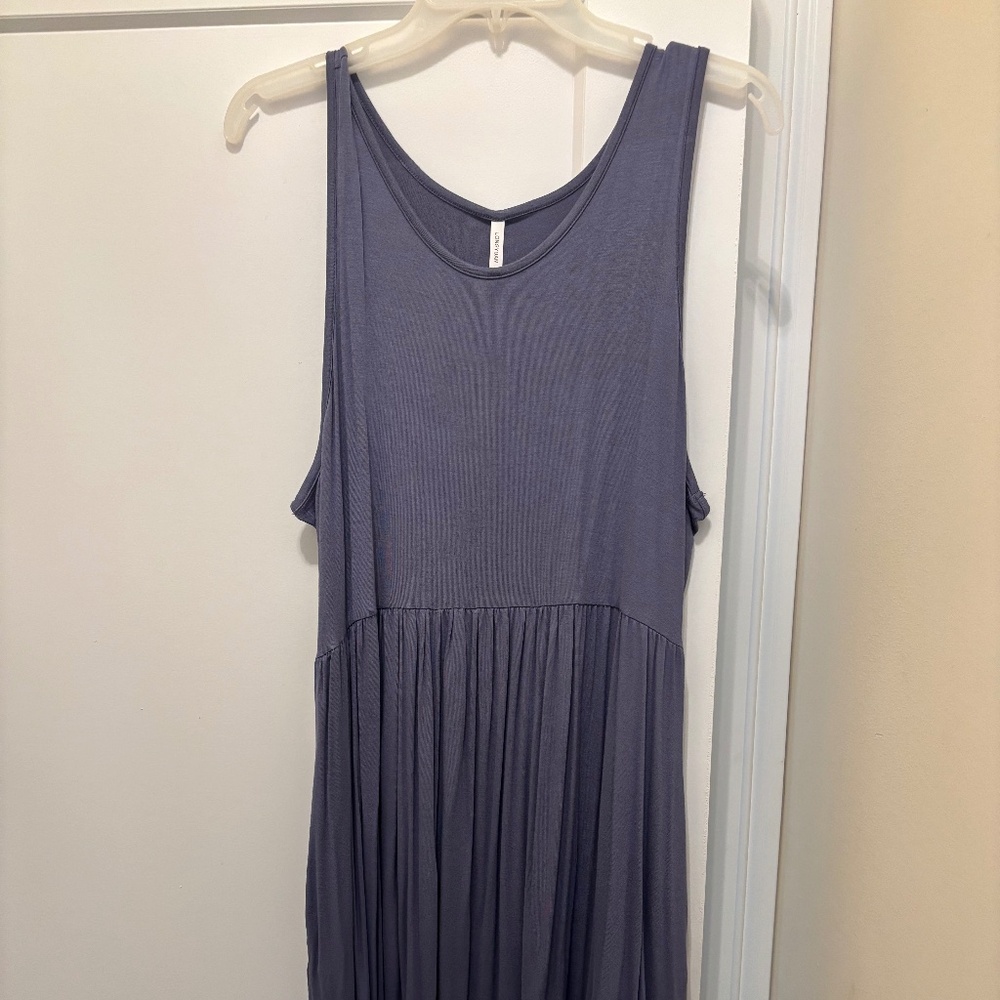 Longyuan Purple Dress w/ Pockets - Women's Sleeveless Stretchy Casual XL NEW